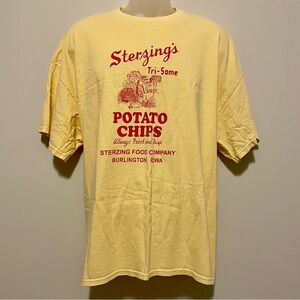 Gildan Light Yellow Graphic Tee with Red Sterzing’s Potato Chips Logo | Size 2XL